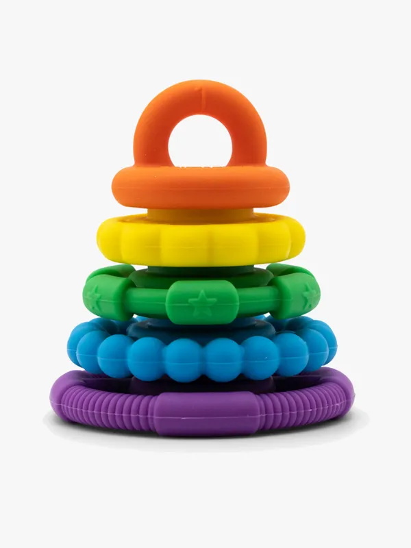 Jellystone Designs Stapelleksak och Bitring Rainbow Janod