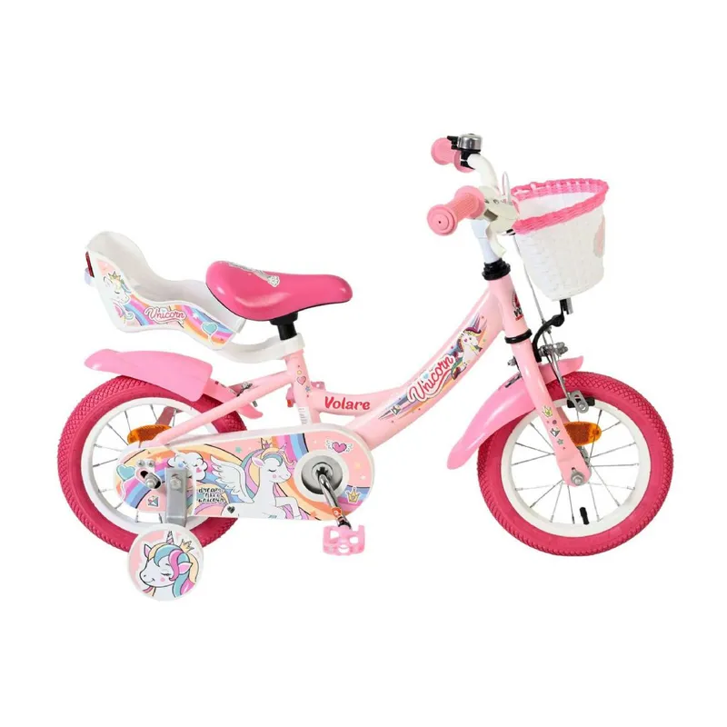 Volare Unicorn Cykel 12 Tum, Rosa
