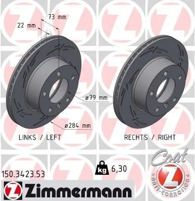 Bromsskiva ZIMMERMANN 150.3423.53