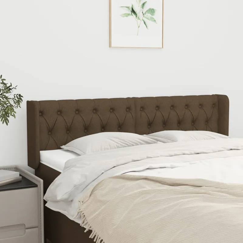 vidaXL Sänggavel med kanter mörkbrun 163x16x78/88 cm tyg (#9779)
