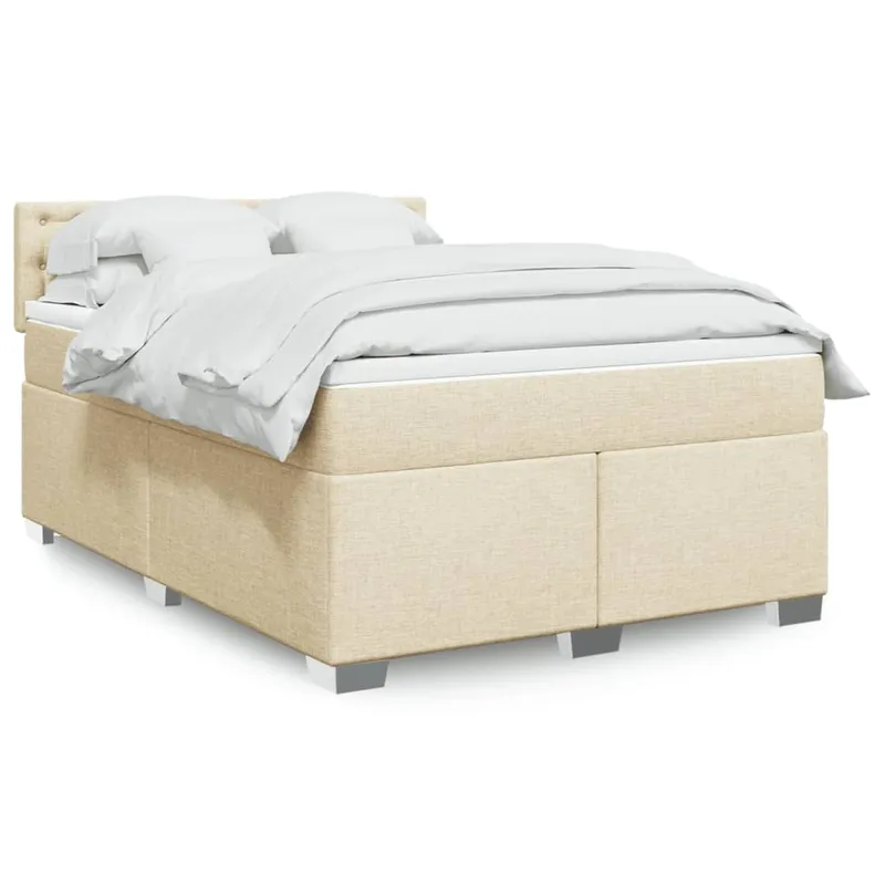 vidaXL Ramsäng med madrass gräddvit 160×200 cm tyg (#1402)