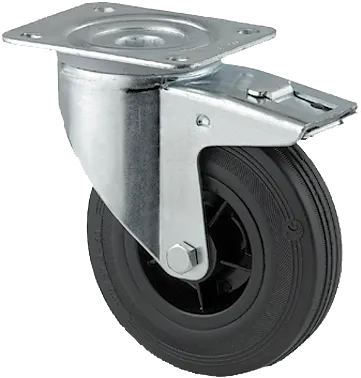 Tente 3377PRR160P63 Länkhjul gummi, broms, platta 137x105 mm 160 mm