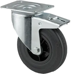 Tente 3377PRR160P63 Länkhjul gummi, broms, platta 137x105 mm 160 mm