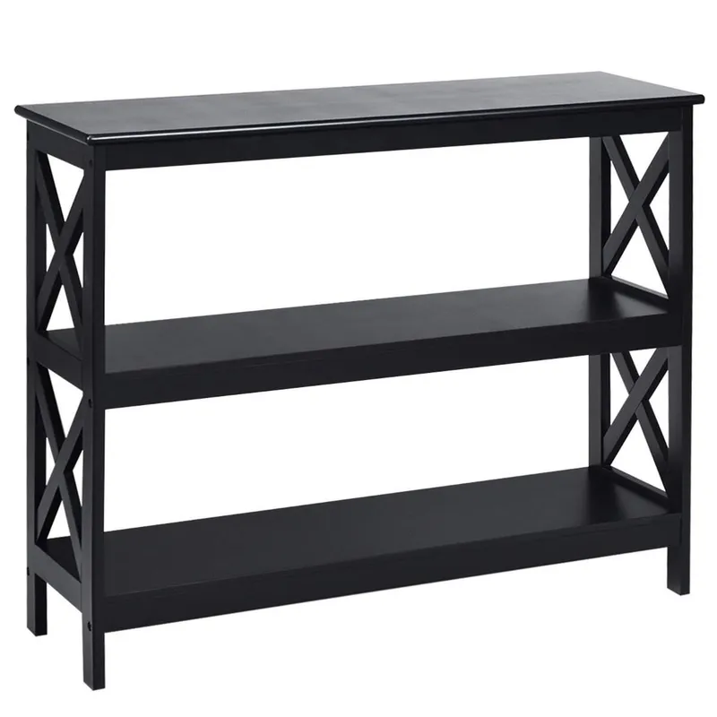 Konsolbord sidobord industriell design med hylla hallbord 100 x 33 x 80 cm svart