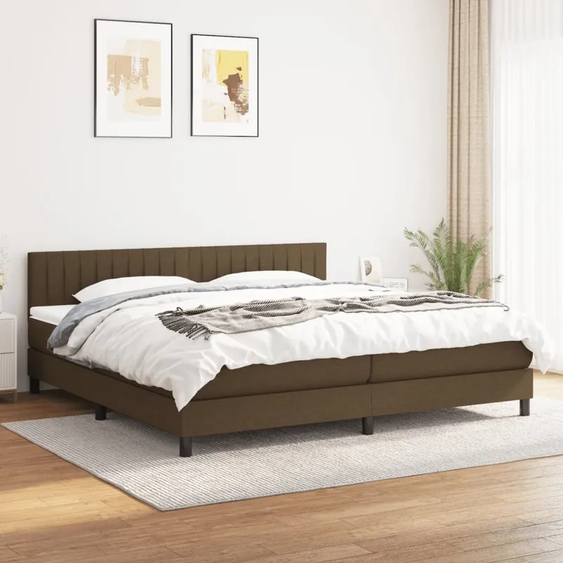 vidaXL Ramsäng med madrass mörkbrun 200×200 cm tyg (#9089)