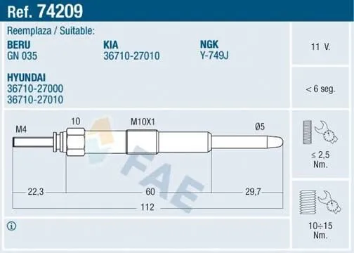 FAE 74209 Glödstift