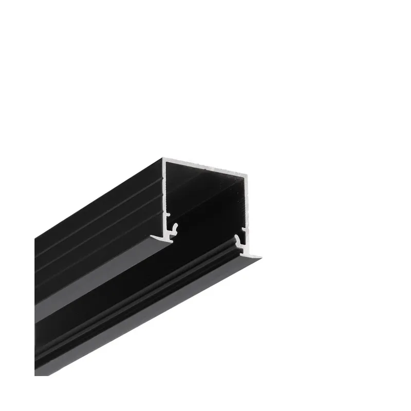 1m aluprofil LINEA-IN20 EE7F/U7 – Svart anodiserad, inbyggd, LED-skena