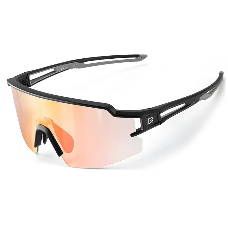 Rockbros Cycling Glasses Photochromic UV Protection with Corrective Insert Orange Lenses - Black