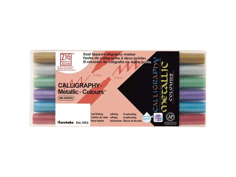 ZIG Calligraphy Metallic 6 Pennor i etui