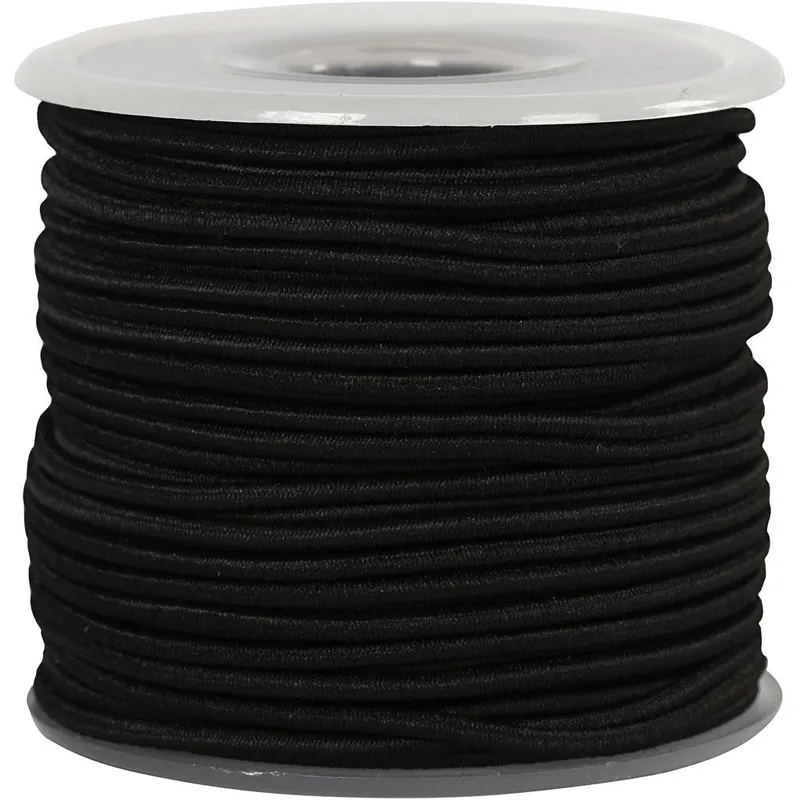 Snöre Elastisk 2 mm x 25 m Svart