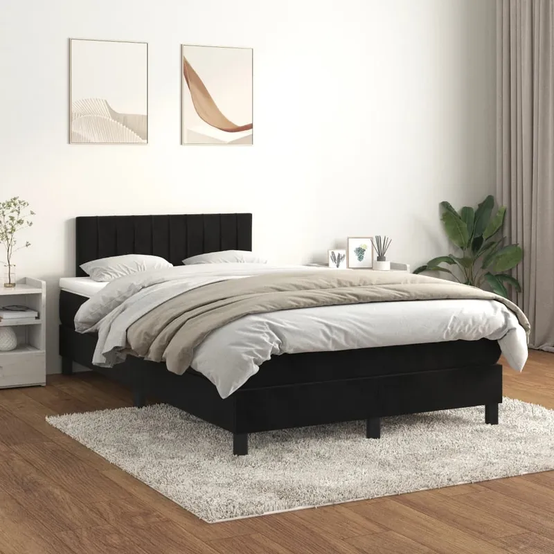 vidaXL Ramsäng med madrass svart 120×200 cm sammet (#0795)