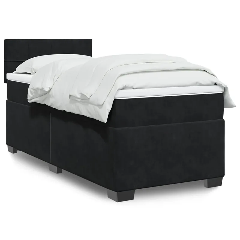 vidaXL Ramsäng med madrass svart 80×200 cm sammet (#3468)