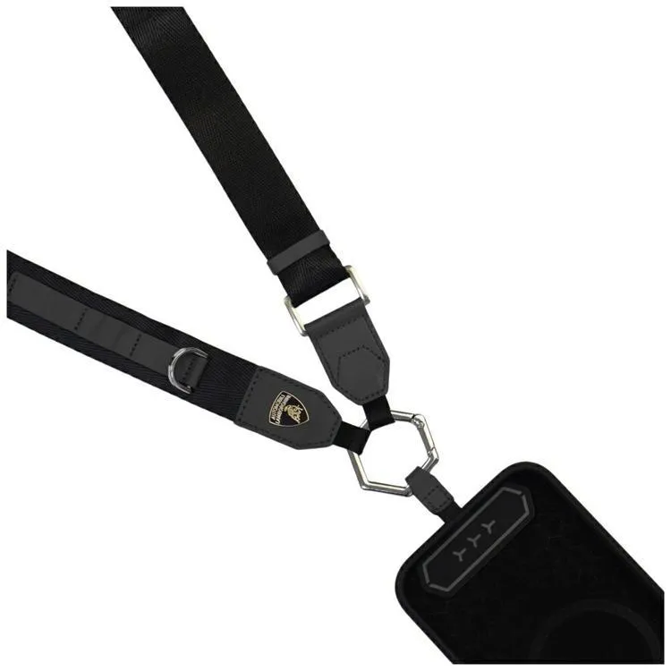 Lamborghini Crossbody Mobilrem Webbing Strap - Svart