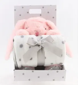 Carlobaby Fleecefilt och Gosedjur Kanin, Rosa
