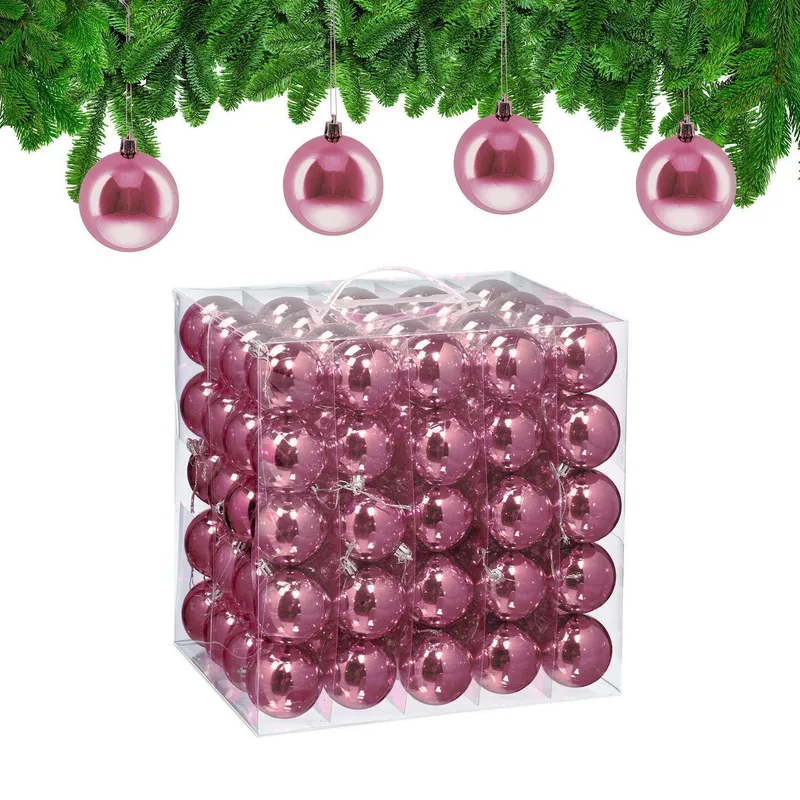 Set med glänsande julgranskulor - 100 glansiga prydnader (#9034)
