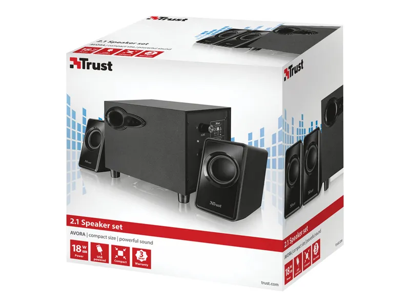Trust Avora – Högtalarsystem – för persondator – 2.1-kanals – 9 Watt (Total)