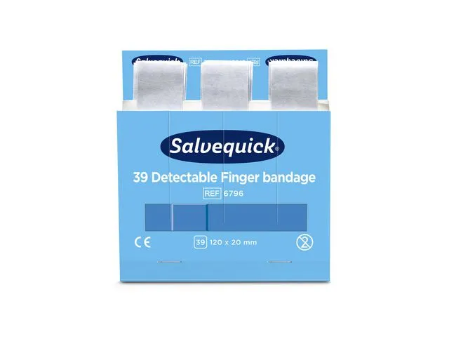 Plåster SALVEQUICK refill lång blå 39/fp