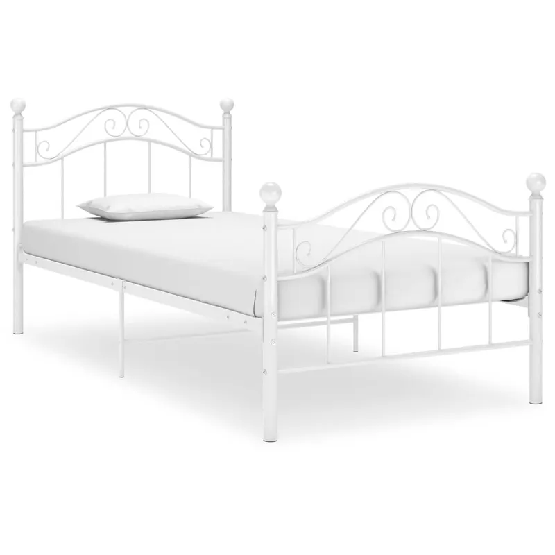 vidaXL Sängram vit metall 100×200 cm