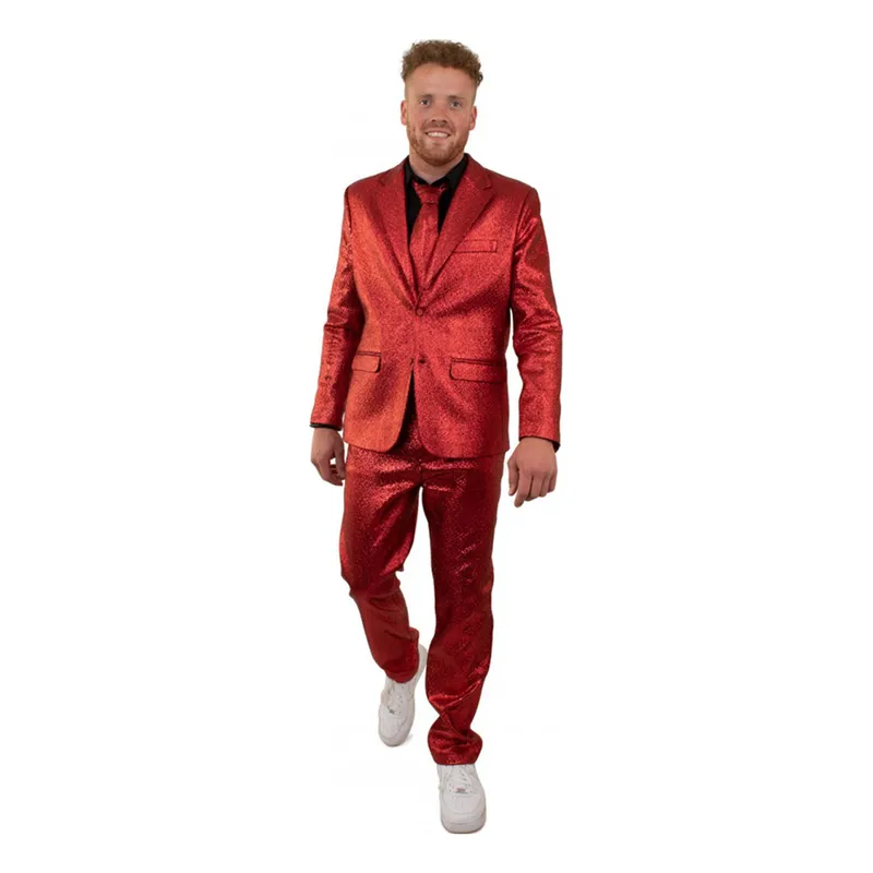 Kostym Röd Metallic Herr – 60