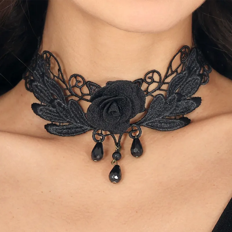 Halsband Choker med Ros – One size