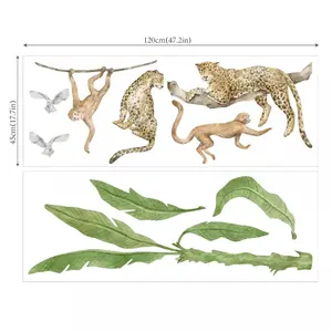 Väggdekal - Leopard och apa
