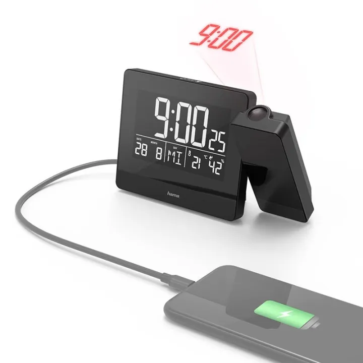 Hama Plus Charge - Väckarklocka - elektronisk - skrivbord - svart