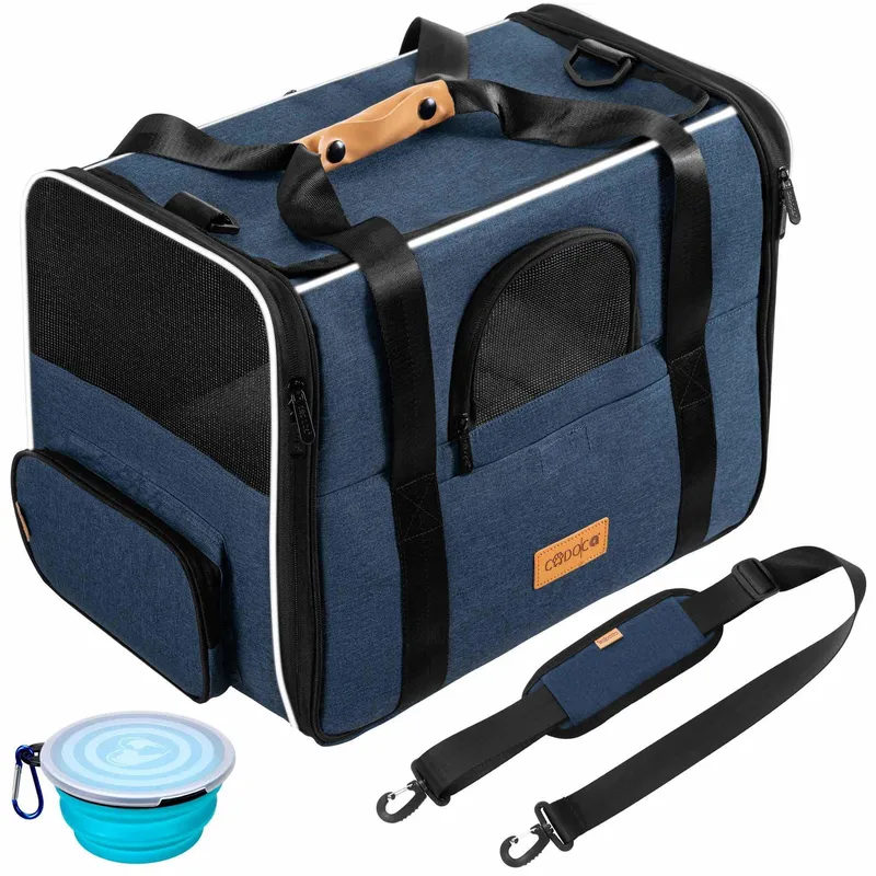 Transportlåda för katter blå 44x34x31cm upp till 20kg