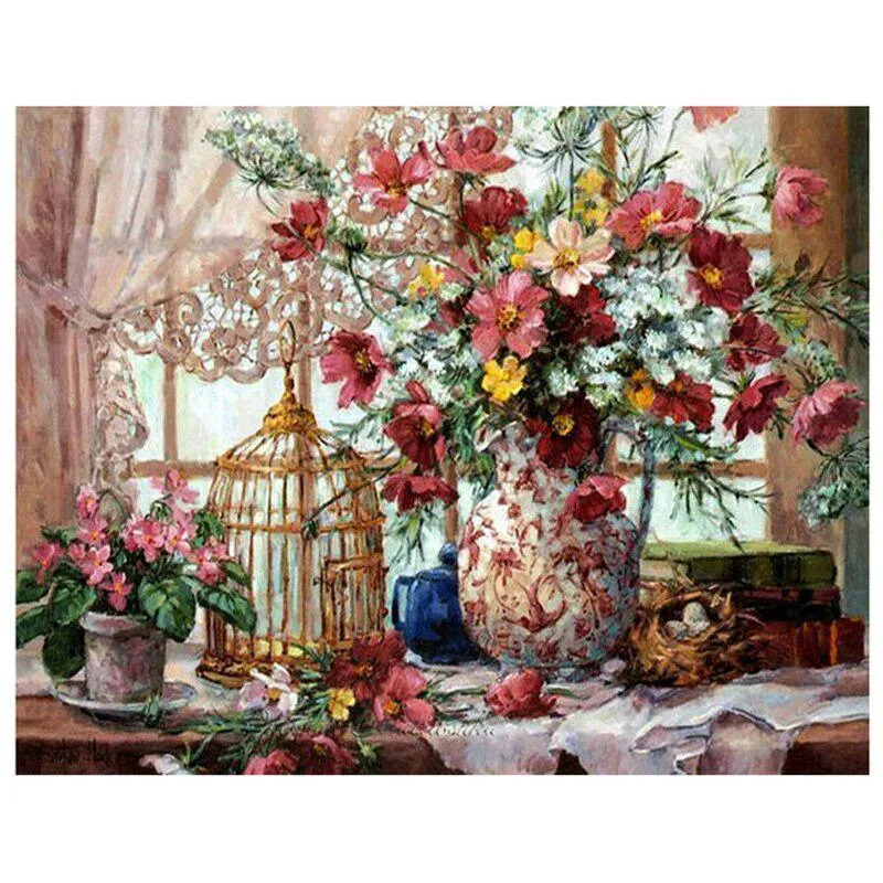 Diamantmålning Korsstygn Vackra blommor Orkidéer Fancy Abstrakt Diamant Full Rund Broderi 20X30CM