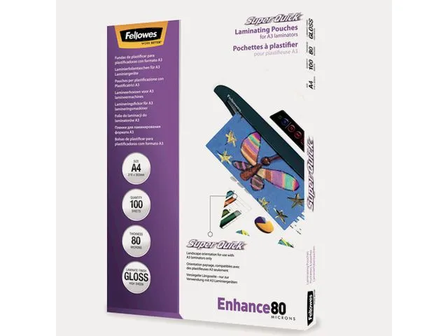 Fellowes Super Quick lamineringsfickor från , A4, 100st