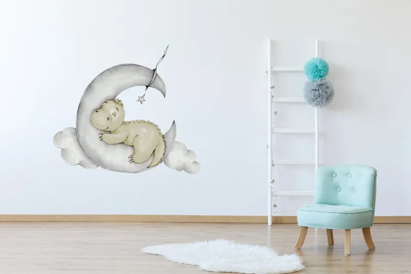 Väggdekor - Baby dinosaurie på månen