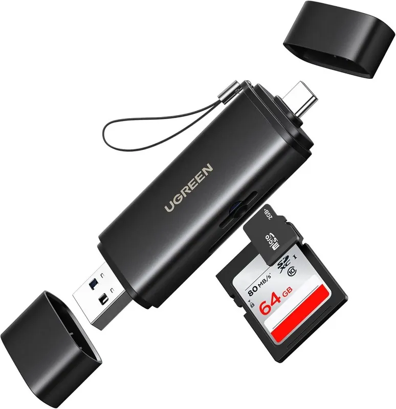 UGREEN 2-i-1 USB-C/USB-A minneskortläsare