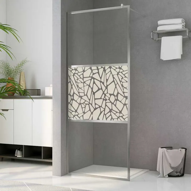 vidaXL Duschvägg med ESG-glas stendesign 140×195 cm