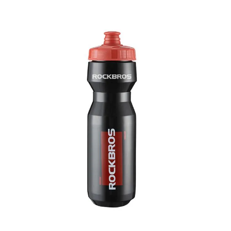 Rockbros Cykelflaska 750 ml - Genomskinlig Svart med Rött Munstycke