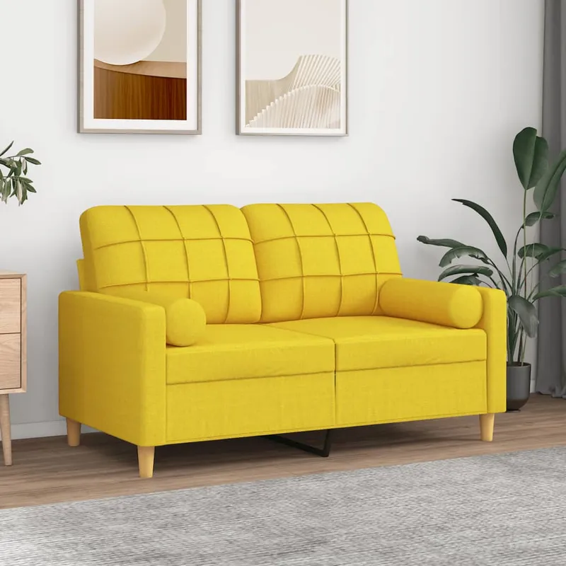 vidaXL Prydnadskuddar 2 st ljusgul Ø15×50 cm tyg
