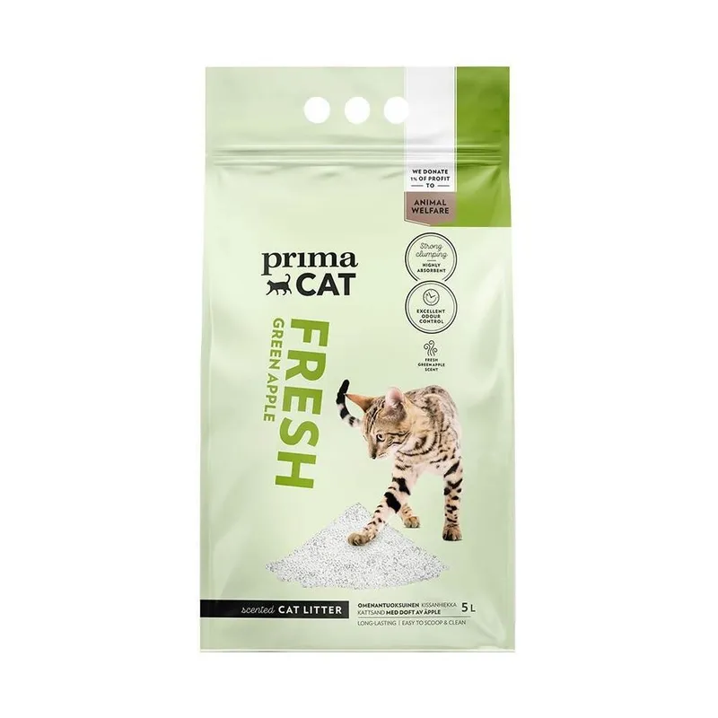 PrimaCat Fresh Apple kattsand Vit 5 L