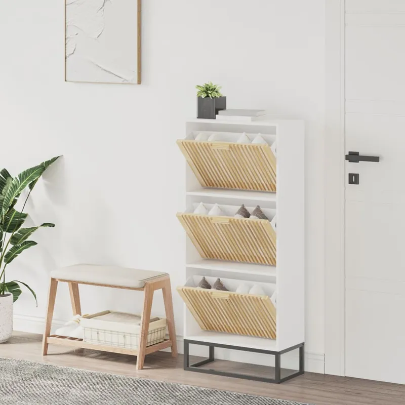 vidaXL Skoskåp vit 52x25x120 cm konstruerat trä