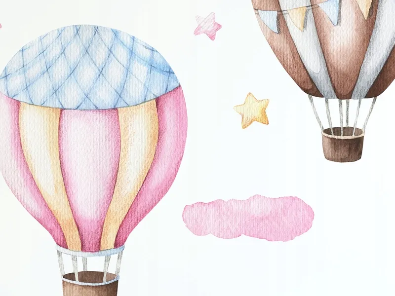 Väggdekal - Ballonger och moln