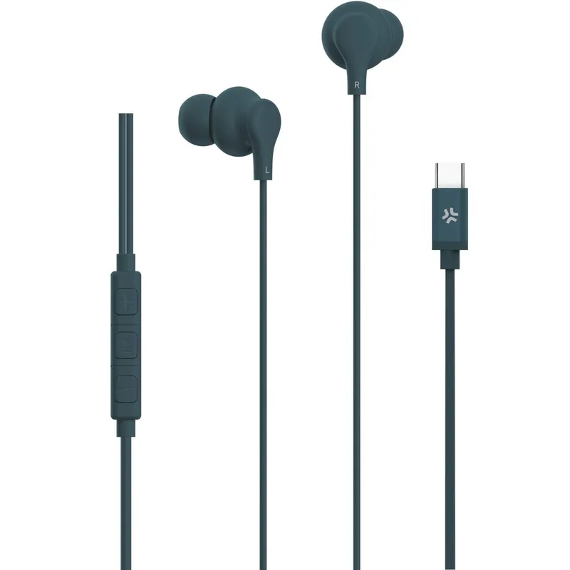 Celly Hörlurar In-Ear Kabel USB-C UP1600 – Blågrön