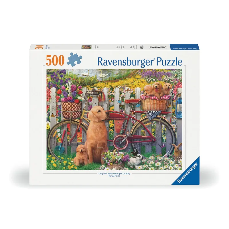 Pussel Cute Dogs In The Garden 500 bitar, Ravensburger
