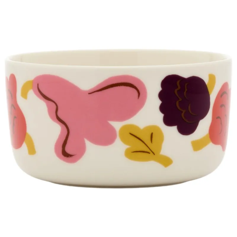 Marimekko Kukasta Kukkaan Oiva skål 5 dl, vit/rosa/terrakotta/plommon