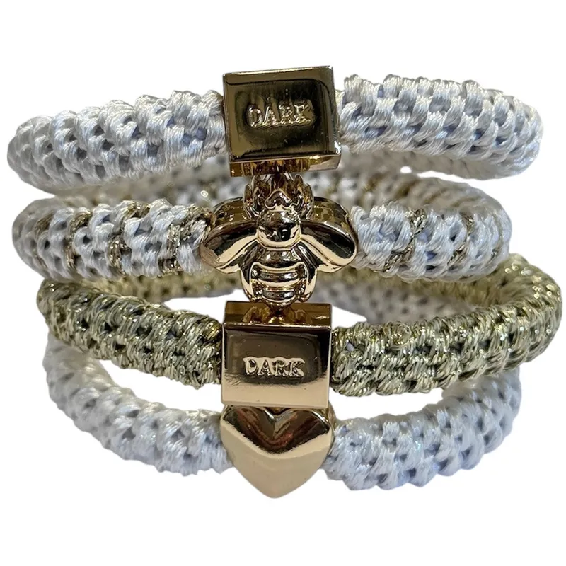 Dark Fat Hair Ties Combo White Mix – 4 pcs