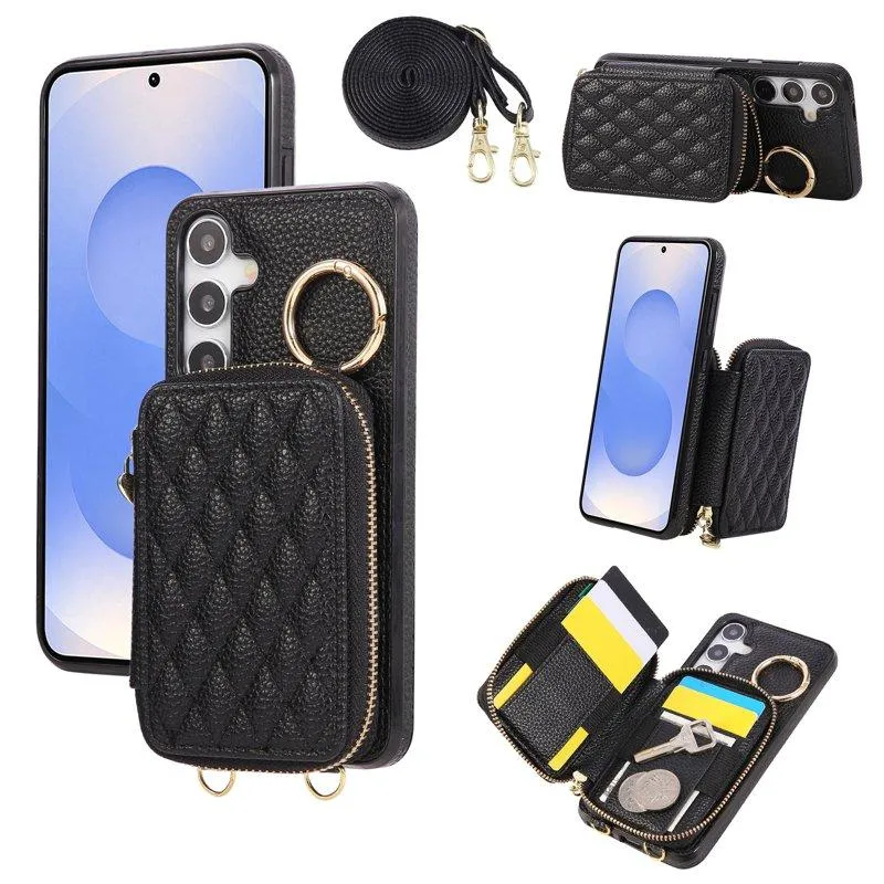 Mobilfodral för Samsung Galaxy S26 Konstläder med kortfack – Svart (#6511)