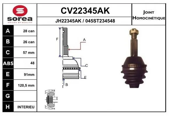 Ledsats, drivaxel EAI CV22345AK