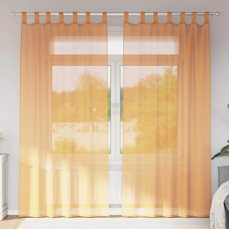 vidaXL Voile gardiner med öglor 2 st orange 140×225 cm