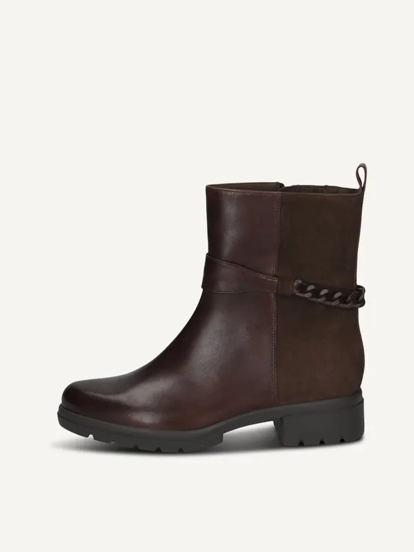 CAPRICE Bootie, brown, made of Leather with Block heel, Size 38.5 (#1365)