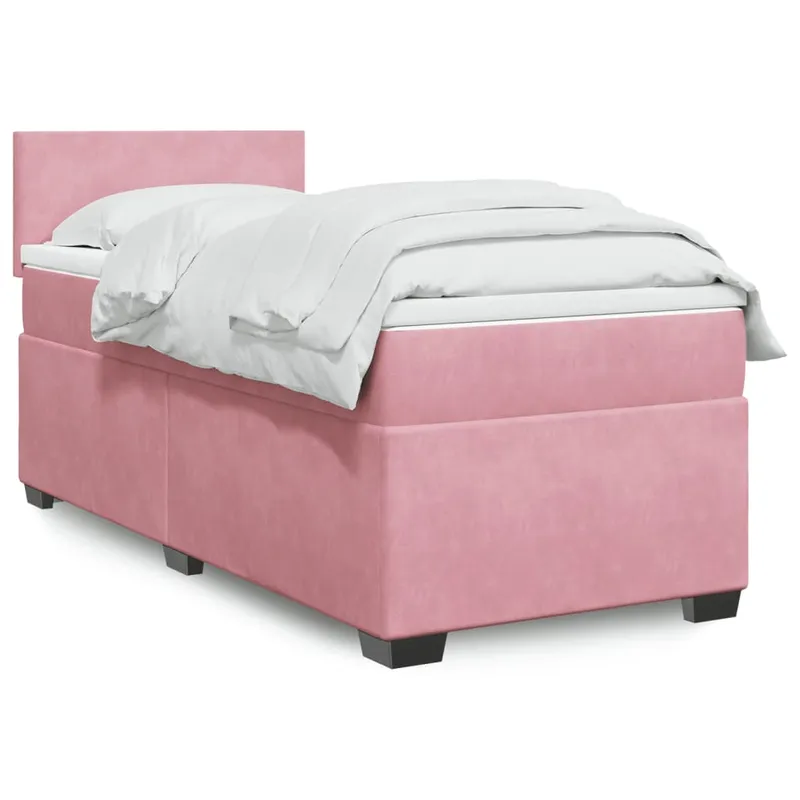 vidaXL Ramsäng med madrass rosa 100×200 cm sammet (#4151)