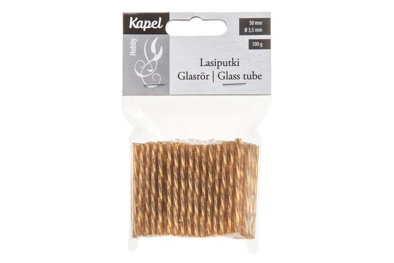 Hobby - Glaspärla Guld Spiral Rör - 50 st x 3,5mm