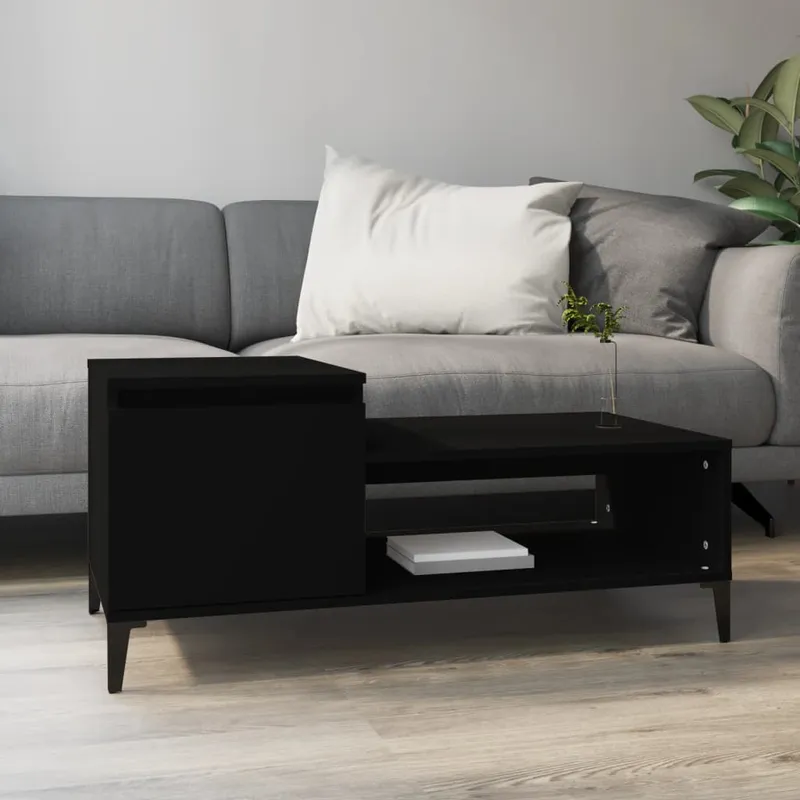 vidaXL Soffbord svart 100x50x45 cm konstruerat trä
