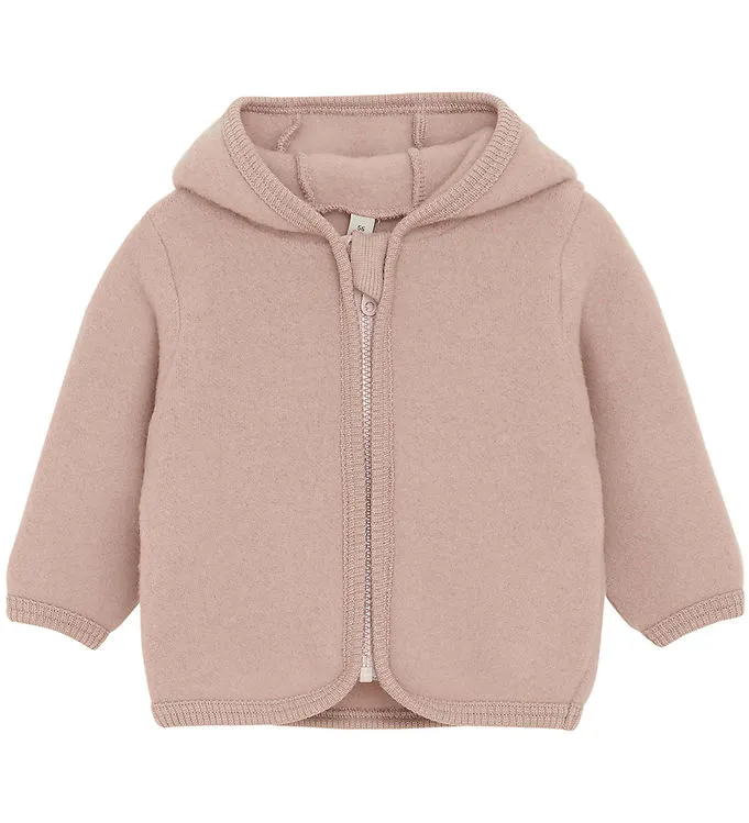 Huttelihut Ullfleecejacka Merino med Öron, Mahogany Rose, 74