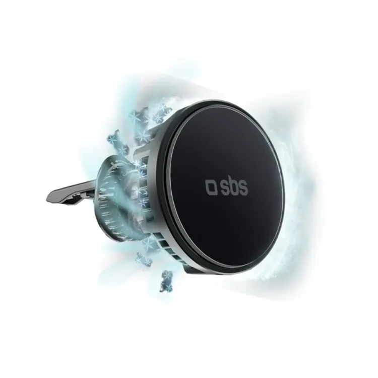 SBS Smartphone holder with inductive charger TESUPFANWIR15W 15W for air vent with cooling - black